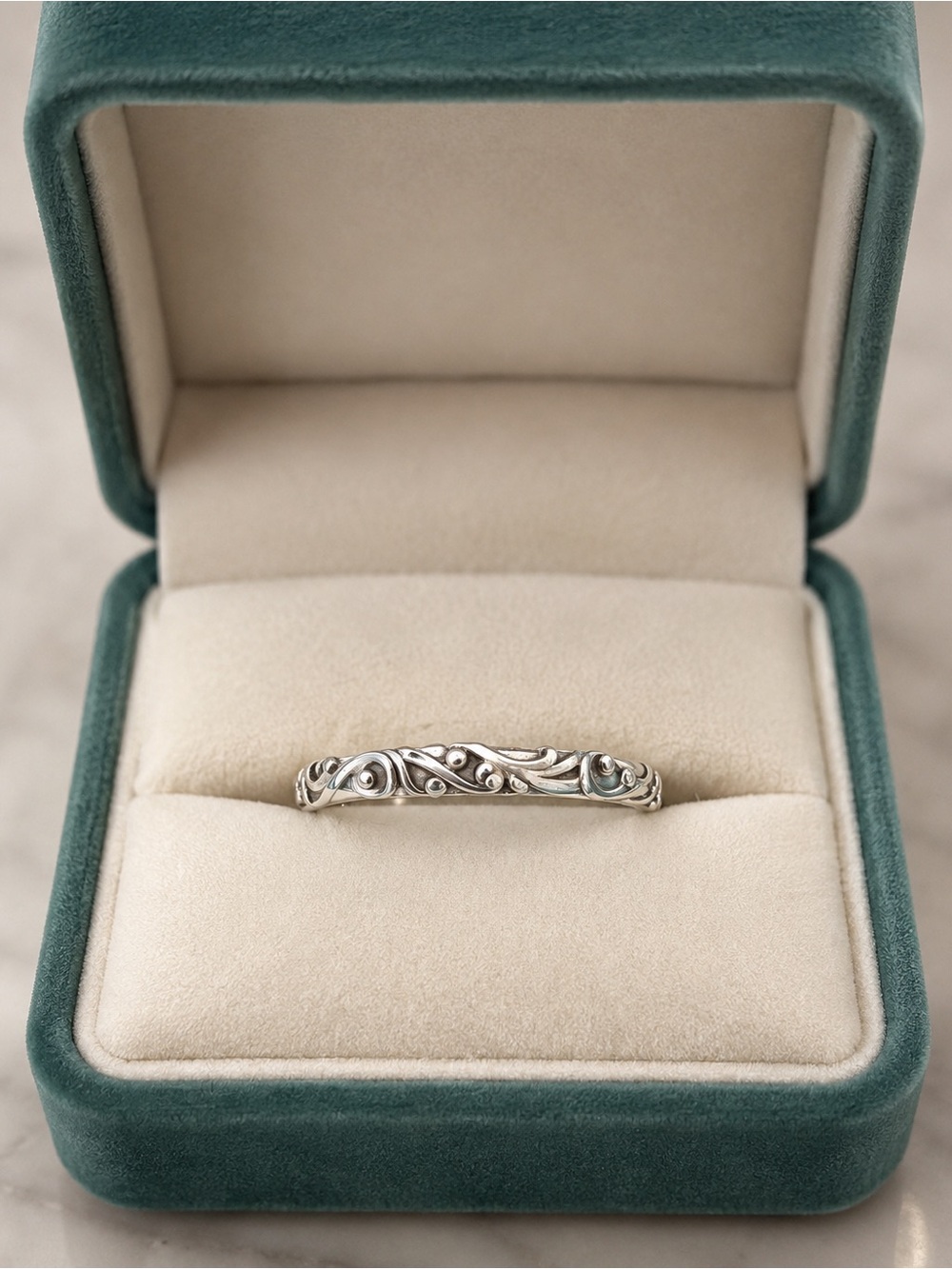 Pandora Silver scroll work  Ring